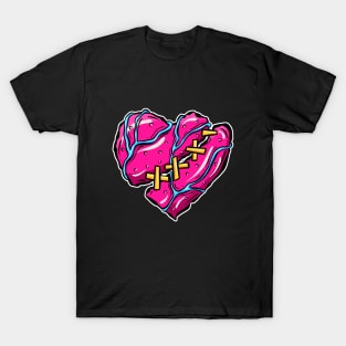 Zombie Broken Dead Heart Cartoon T-Shirt